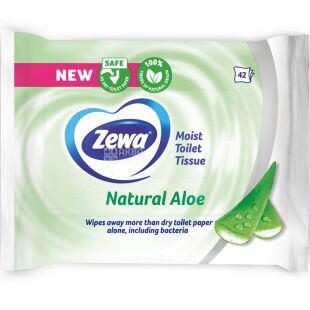 Zewa Мoist Aloe Vera, 42 листа, Влажная туалетная бумага Зева, Алое Вера