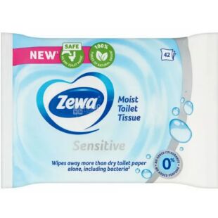  Zewa Sensitive, 42 аркуші, Вологий туалетний папір Зева, П'юр 