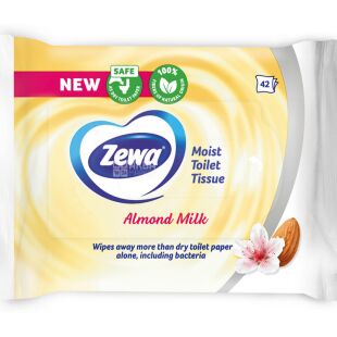 Zewa Мoist Almond Milk, 42 ​​аркуші, Вологий туалетний папір Зева, Мигдальне Молочко