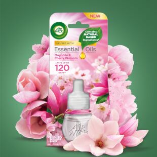 Air Wick Sparkling, 19 мл, Сменный баллон к электрическому освежителю воздуха Магнолия и цветущая Вишня