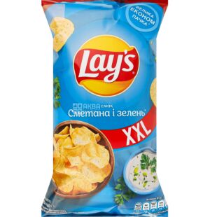 Lay's, 170 г, Картофельные чипсы, Сметана и зелень