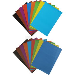 ZiBi, Набір 2в1 одностороннього кольорового картону і папіру, А4, 230 г/м2 і 45г/м2, 9 кольорів