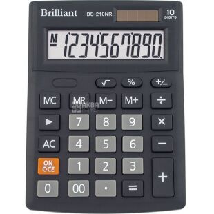 Brilliant, BS-210NR, 10 digit, Калькулятор настольный, 100 х 124 х 33 мм