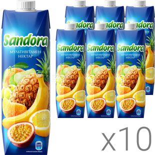 Sandora, Упаковка 10шт. х 0,95 л, Нектар Мультивитамин натуральный Сандора