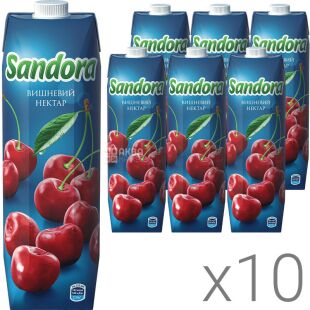 Sandora, Упаковка 10шт. х 0,95 л, Нектар Вишневый натуральный Сандора