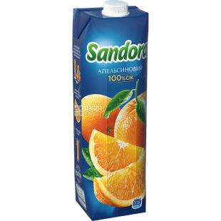 Sandora, 0,95л, Сок апельсиновый 100% Сандора, без сахара
