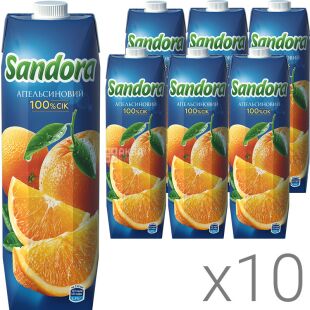 Sandora, Упаковка 10 шт. х 0,95 л, Сік апельсиновий 100% Сандора, без цукру