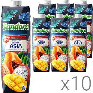 Sandora Exotic Asia, Упаковка 10 шт. х 0,95 л, Сік нектар з Манго, Ананасу, Пітахаї та Папаї неосвітлений Сандора