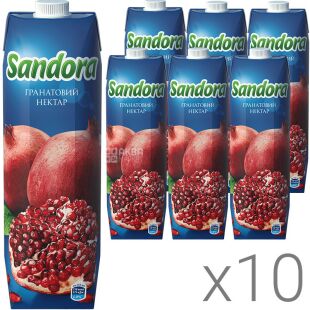 Sandora, Упаковка 10шт. х 0,95л, Нектар Гранатовый натуральный Сандора