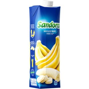 Sandora, 0,95 л, Нектар натуральний Банановий з м'якоттю Сандора