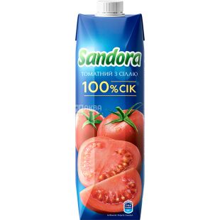 Sandora, 0,95л, Сок натуральный Томатный Сандора, с солью