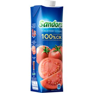Sandora, 0,95л, Сок натуральный Томатный Сандора, с солью
