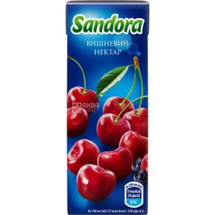 Sandora, 200 мл, Нектар Вишневый натуральный Сандора, с трубочкой