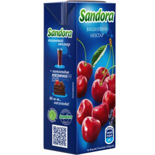 Sandora, 200 мл, Нектар Вишневий натуральний Сандора, з трубочкою