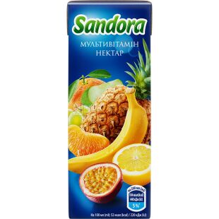 Sandora, 200 мл, Нектар Мультивитамин Сандора, с трубочкой