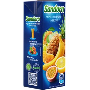 Sandora, 200 мл, Нектар Мультивитамин Сандора, с трубочкой