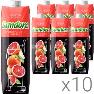 Sandorа Коктейльная коллекция, Упаковка 10 шт. х 0,95 л, Сок нектар из Грейпфрута Сандора