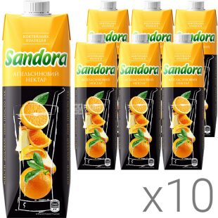 Sandorа Коктейльная коллекция, Упаковка 10 шт. х 0,95 л, Нектар Апельсиновый Сандора