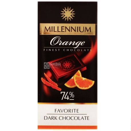 Millenium, 100 г, чорний шоколад, з цедрою апельсина, Favorite Orange, 74%