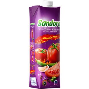Sandora Flamin Hot, 0,95 л, Сік Томатний з сіллю Пікантний Сандора
