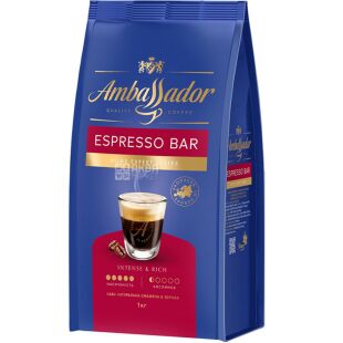 Ambassador Espresso Bar, 1 кг, Кофе в зернах темная обжарка Амбассадор, купаж