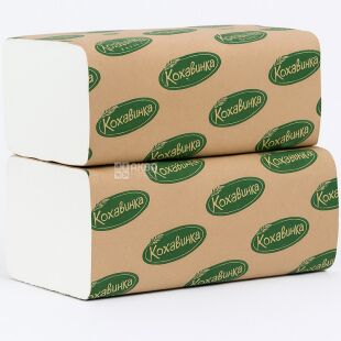 Кохавинка, 200 листов, Полотенца бумажные 2-слойные, Z-сложение, белые, 230 х 200 мм