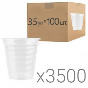 Стакан пластиковий прозорий 180 мл, 100 шт., 35 упаковок