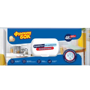 Фрекен Бок, 48 шт., Серветки вологі для прибирання, універсальні, з клапаном