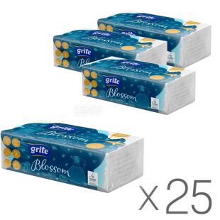 Grite Blossom, Упаковка 25 шт. х 120 листов, Бумажные полотенца Грите Блоссом, 2-х слойные, V-сложения, белые, 220х230 мм