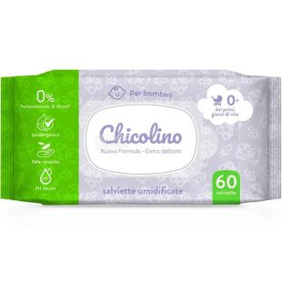 Chicolino, 60 шт., Чиколино, Салфетки влажные, для детей, без клапана