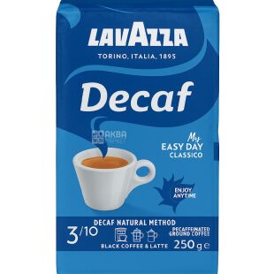Lavazza, Decaffeinato, 250 г, Кава Лаваца, Декаффеінато, середнього обсмаження, мелена без кофеїну
