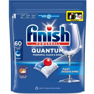 Finish Powerball Quantum, 60 шт., Таблетки для миття посуду в посудомийці Фініш