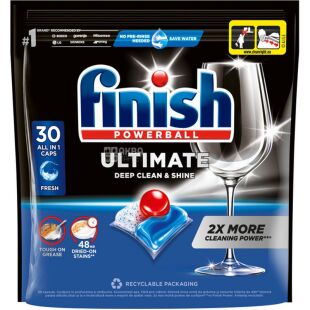 Finish Ultimate All in 1, 30 шт., Таблетки для миття посуду в посудомийці Фініш