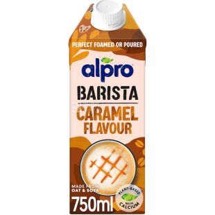 Alpro Barista Caramel, 750 ml, Oat-soya milk with Caramel flavor Alpro