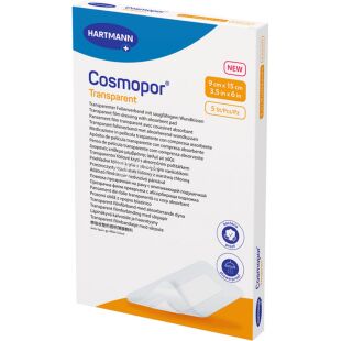Hartmann Cosmopor Transparent, 5 шт., Пов'язка плівкова прозора з абсорбуючою подушечкою, стерильна, 90 мм х 150 мм 