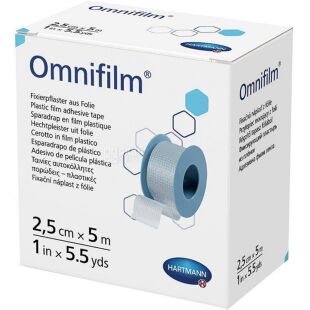 Hartmann Omnifilm, Фіксуючий пластир на пластмасовій котушці, прозорий, 25 мм х 5 м