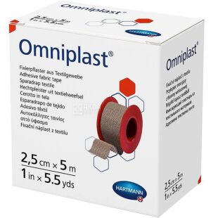 Hartmann Omniplast, Фіксуючий пластир текстильний на пластмасовій котушці, бежевий, 25 мм х 5 м