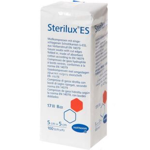 Hartmann Sterilux ES, 100 шт., Серветки-марлеві восьмишарові, нестерильні, 50 х 50 мм