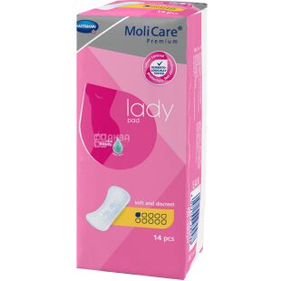 Hartmann MoliCare Premium, 14 шт., Прогладки урологічні абсорбуючі при нетриманні сечі, 1 крапля, 175 х 76 мм