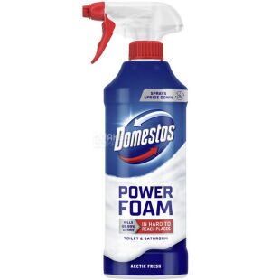Domestos Power Foam, 435 мл, Спрей-піна для чищення унітазу та ванної Арктична свіжість, Доместос