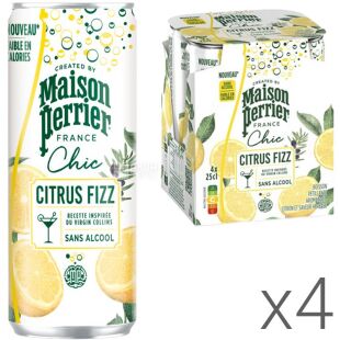 Maison Perrier Citrus Fizz, Упаковка 4 шт. х 250 мл, Цитрусовий коктейль Мейсон Пер'є, безалкогольний, ж/б