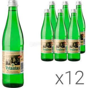 Vytautas, Упаковка 12 шт. х 0,5 л, Вода мінеральна сильногазована Вітаутас, скло