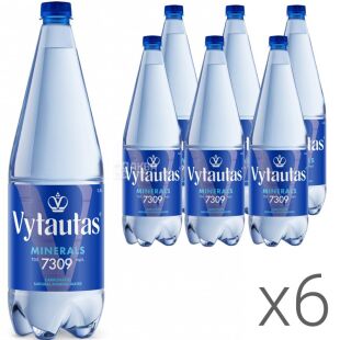 Vytautas, Упаковка 6 шт. х 1,5 л, Вода мінеральна сильногазована Вітаутас, ПЕТ