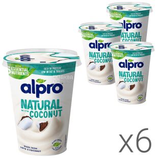 Alpro, Coconut, упаковка 6 шт., по 400 г, Алпро, Соевый йогурт с кокосом, 3%
