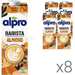Alpro, Almond for Professionals, Упаковка 8 шт. по 1 л, Алпро, Профешнл, Мигдалеве молоко