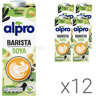 Alpro, Soya for Professionals, Упаковка 12 шт. по 1 л, Алпро, Профешнл, Соевое молоко, витаминизированное
