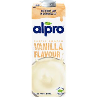 Alpro, Soya Vanilla, 1 л, Алпро, Соєве молоко з ваніллю, вітамінізоване