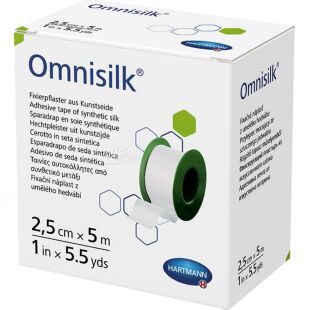 Hartmann Omnisilk, Фиксирующий пластырь из искусственного шелка на пластмассовой катушке, белый, 25 мм х 5 м