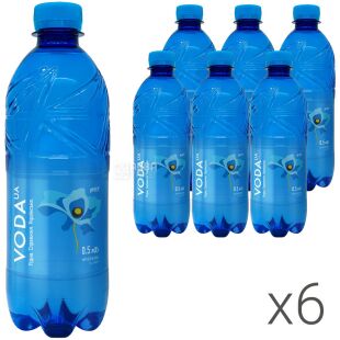 VODA UА, 0,5 л, Упаковка 6 шт., Вода ЮА, Вода негазована, ПЕТ