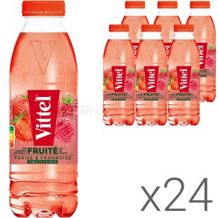 Vittel Fraise & framboise, Упаковка 24 шт. х 0,33 л, Вода мінеральна негазована зі смаком Полуниці та Малини, ПЕТ
